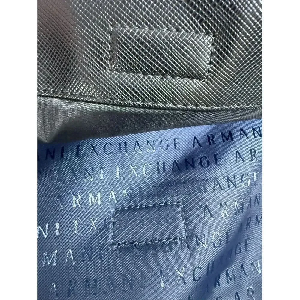 Armani Exchange Mens Blue Black Adjustable Strap Messenger Bag Magnetic Closure